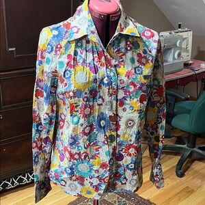 liberty Multicolor Floral Button-Down Shirt in Blue, Yellow, Red, Pink